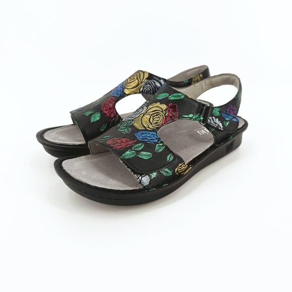 Alegria Womens Viki Sandals Size 41/10.5 Leather Comfort Arch Support Floral - Picture 3 of 9